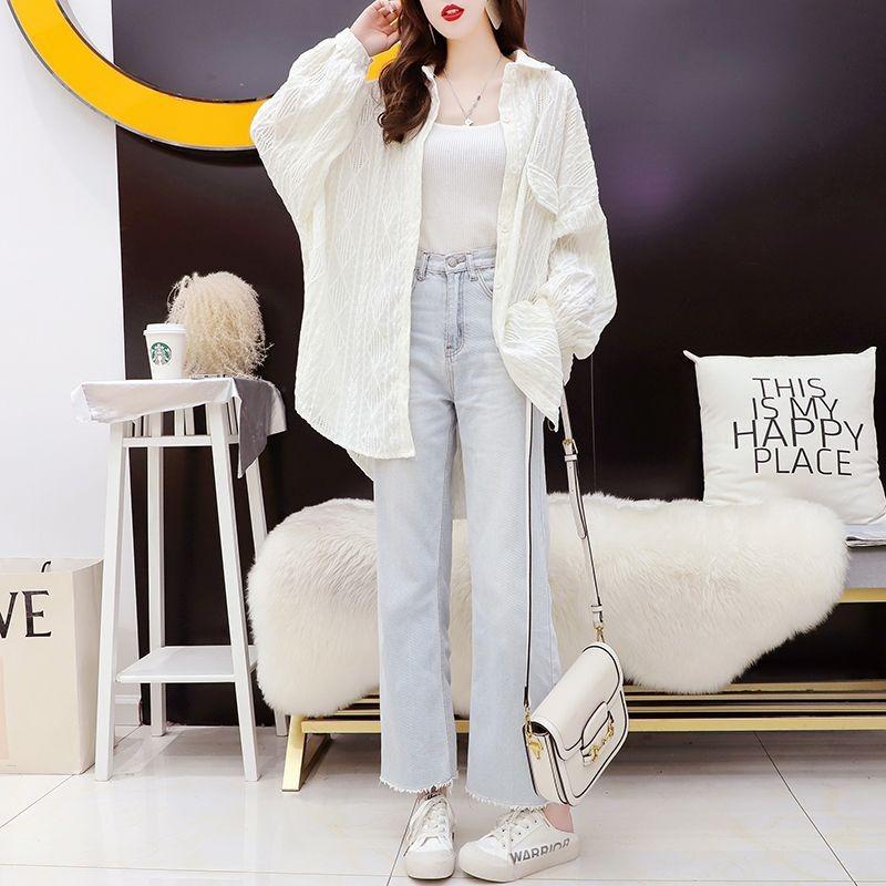 Women Loose Hollow Out Thin Breathable Casual Sunscreen Long Sleeve Shirt Outerwear
