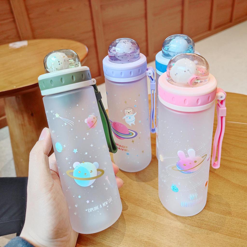 Frosted Cartoon Planet Plastic Cup with Tea Filter for Students