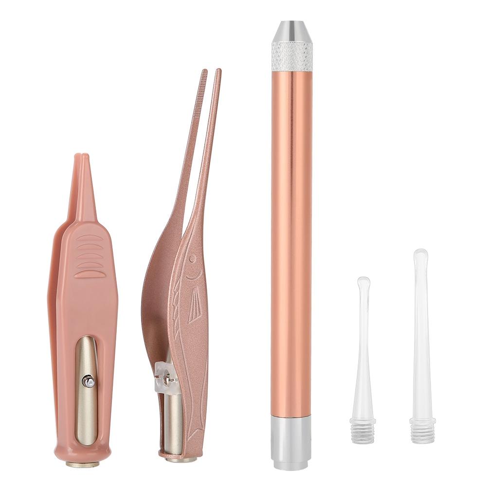 3 IN 1 LED Earpick Ear Spoon Ear Cleaner Set Earwax Nasal Removal Tweezers