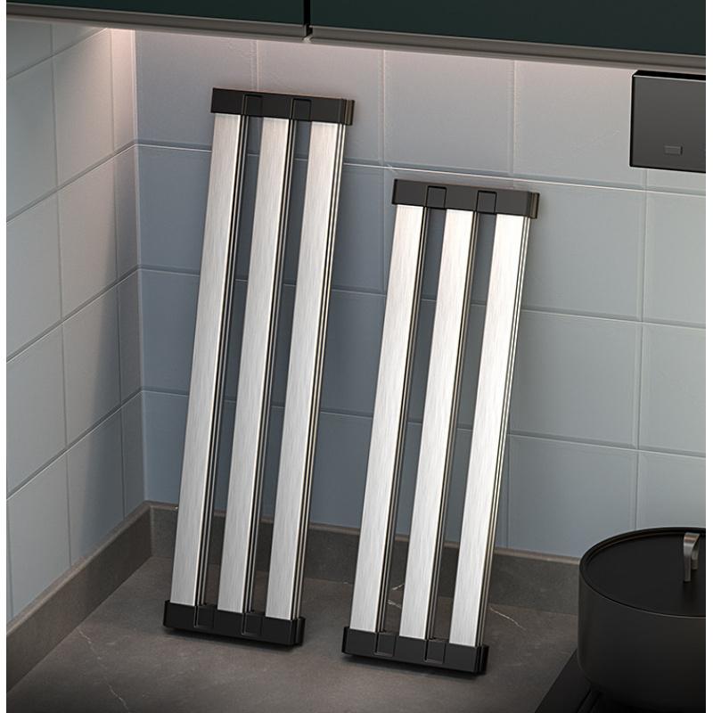Tri-Fold 304 Stainless Steel Kitchen Sink Rack-Rustproof, Rolling Curtain For Drying Dishes Sner Kitchen Dish Rack Drainage Rack
