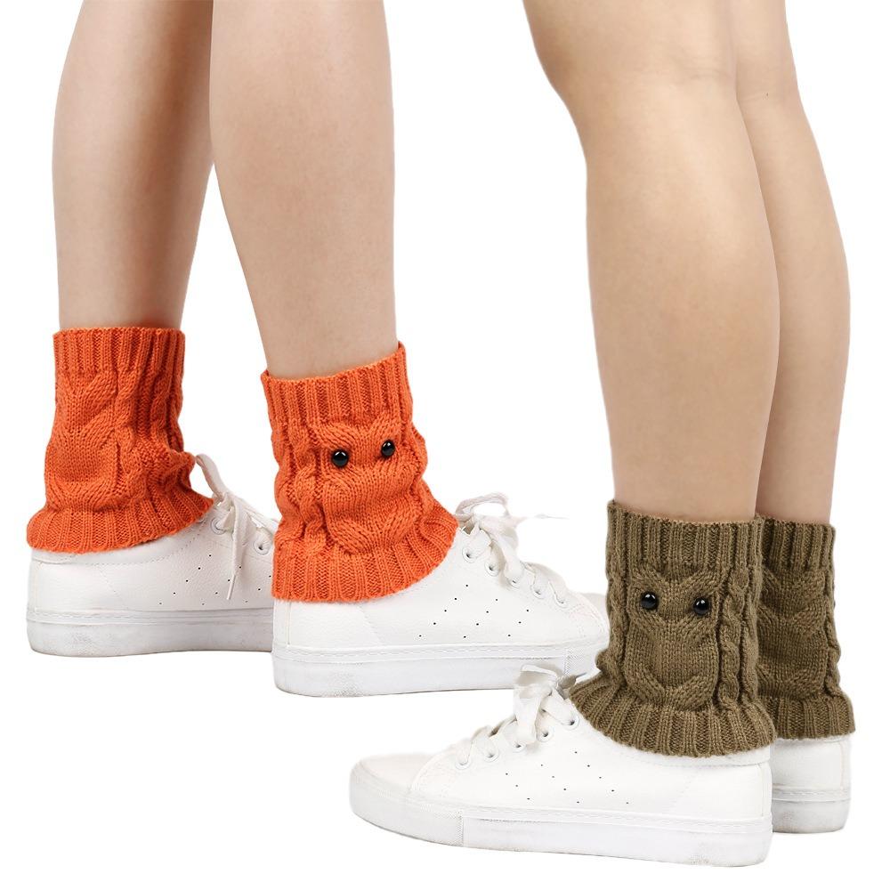 Owl Eyes Knitted Boot Covers Twist Cable Knit Leg Warmers New Boot Cuffs Cover Women