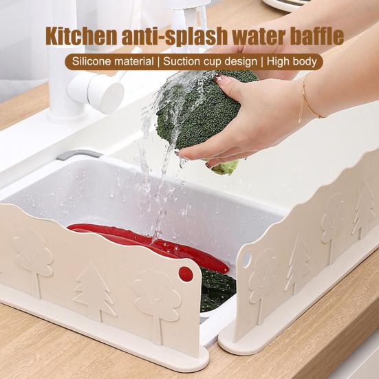 Silicone Tree Sink Splash Guard with Suction Cups Vegetable Washing Water Splash Protector Kitchen Countertop Anti-Splash Board