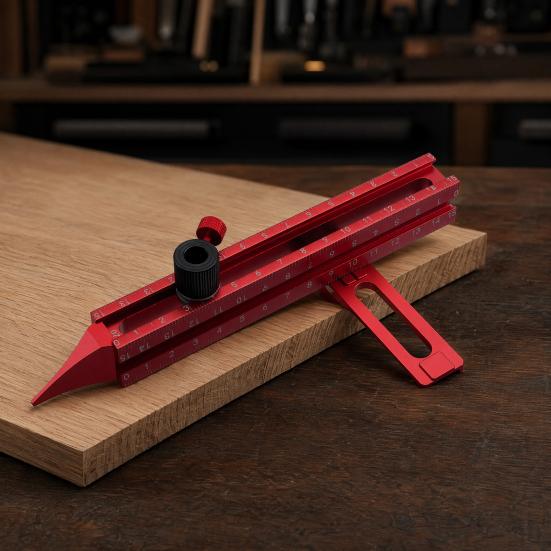 Magnetic Base Spirit Level, Multi-Function Scribing Tool, DIY Woodworking Scriber Line Maker, Portable Aluminum Alloy Woodworking Compass Scriber Tool