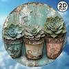 Three Succulent Rustic Metal Wall Art Vintage Round Aluminum Sign Home Bar Decor