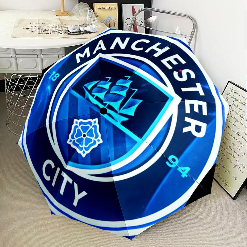 1PC Manchester City F.C Printed Umbrella Folding umbrella, automatic umbrella 8-Frame for Travel, camping Fan gifts Christmas Gifts