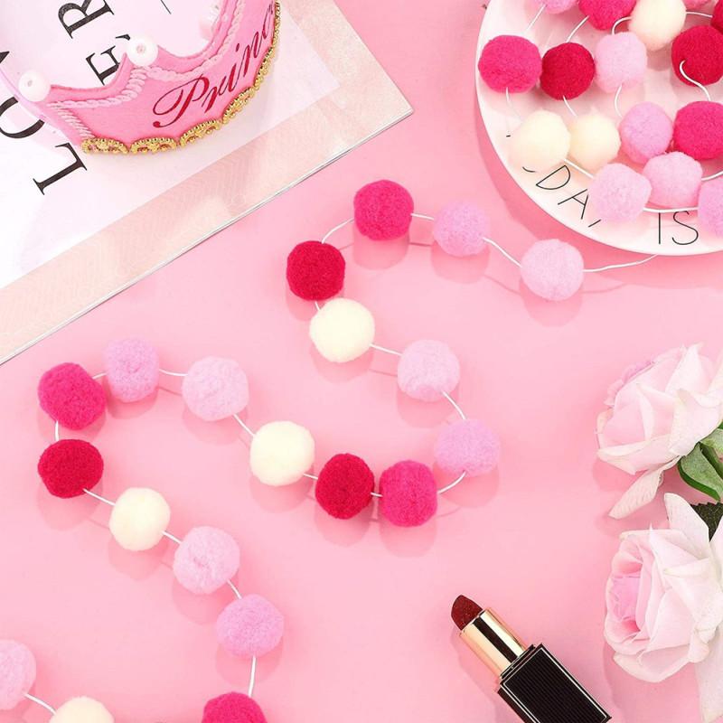 2pcs Colorful Handmade Wool Felt Ball For Wall Decoration Valentine's Day Garland