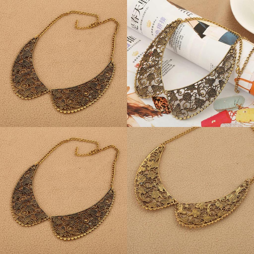 Dutý slitinový vyřezávaný módní temperamentní náhrdelník s límcem doplněk