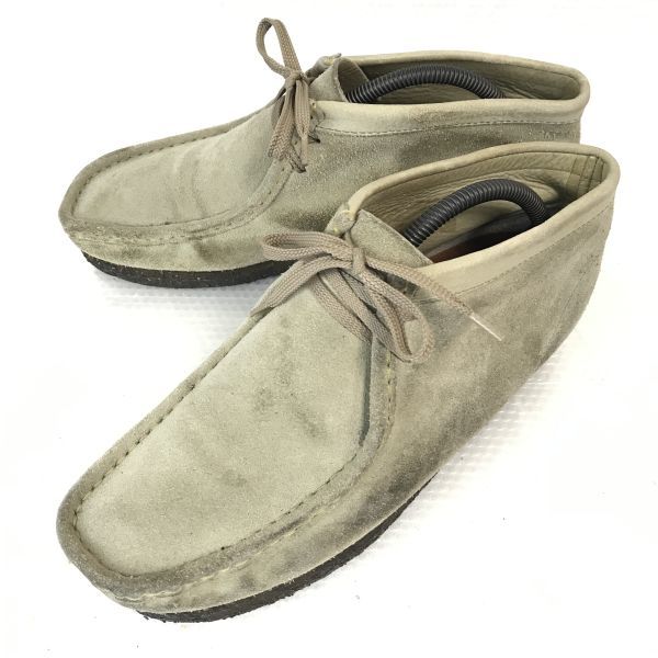 

Ботинки Clarks Wallabee из замшевой кожи [9.5M/27.5/Хаки Светло-серый] Креповая подошва