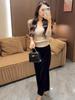 High-Waist Black Velvet Split Midi Skirt - Women's Autumn/Winter Fashion