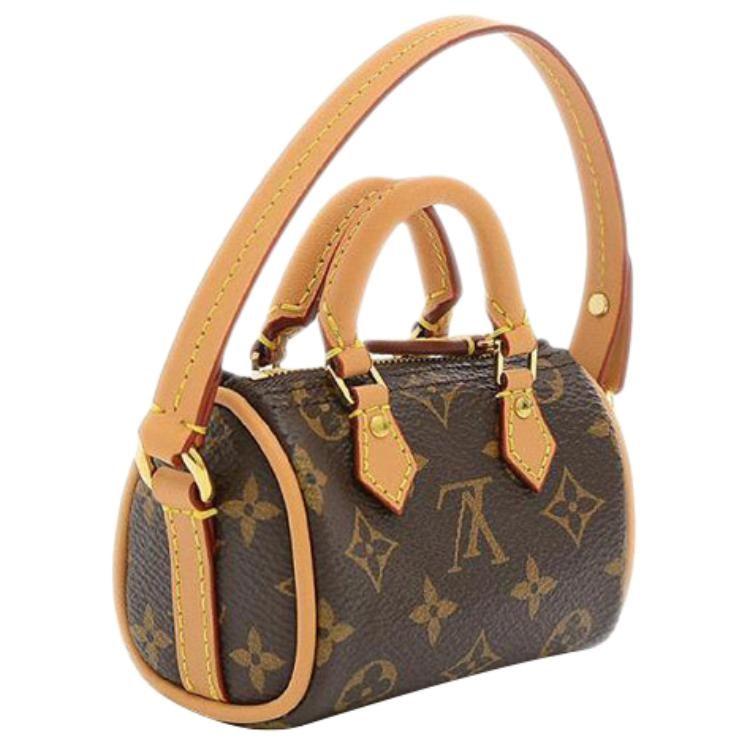 Louis Vuitton Speedy Coated Canvas With Leather Pillow Bag Portable Coin Purse Extra Mini Women's Brown M00544