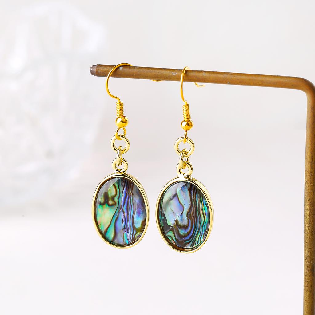 Natural Abalone Shell Square Teardrop Heart Shape Drop Earrings Classic for Women Girls New Trend Vacation Jewelry Daily Wear