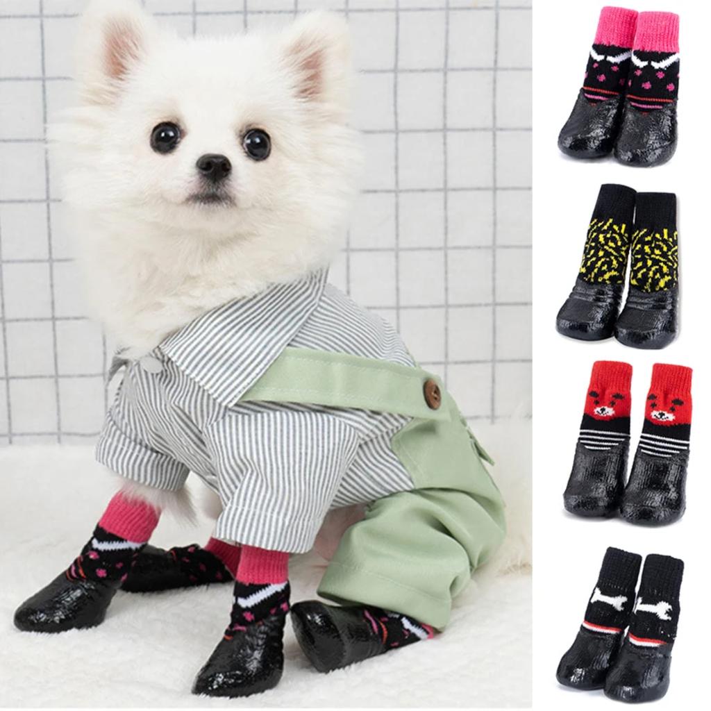 New Soft, Warm, and Waterproof Cotton Pet Shoes - Non-slip Small Dog Cat Sock Shoes with Cute Puppy Boots. Ideal for Keeping You