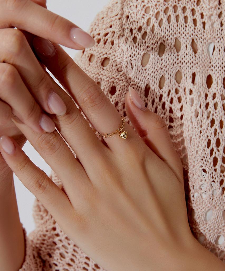 Helene Jewelry 14K Hollow Tiny Primo Chain Ring (Type A)