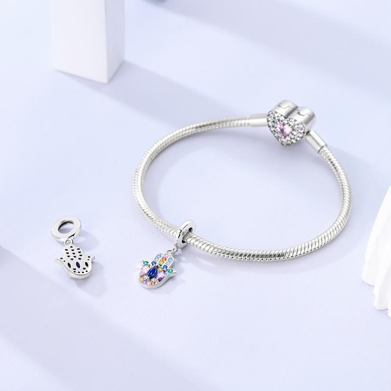 Color Copper Sparkling Infinity Dangle Charm Fit Original Bracelet Protective Hand Charm Diy Christmas Jewelry Gift