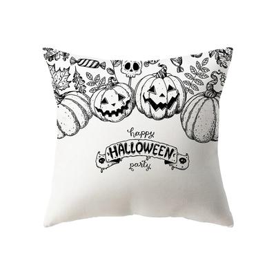 Scary Pumpkin Halloween Theme Print Pattern Cushion Cover Home Living Room Sofa Decoration Square Polyester Pillow