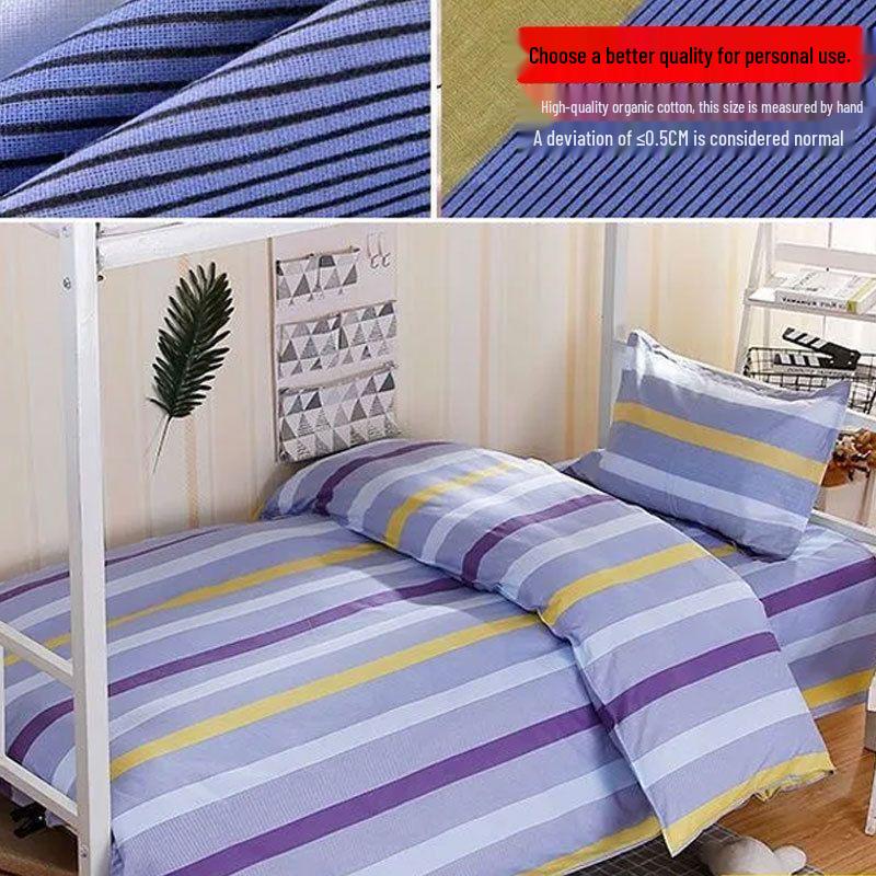 University Dorm 3-Piece Set: Military Training Bed Sheet, Duvet Cover, Pillowcase - Single Bed Bedding Pillowcase (0.4M×0.6M)