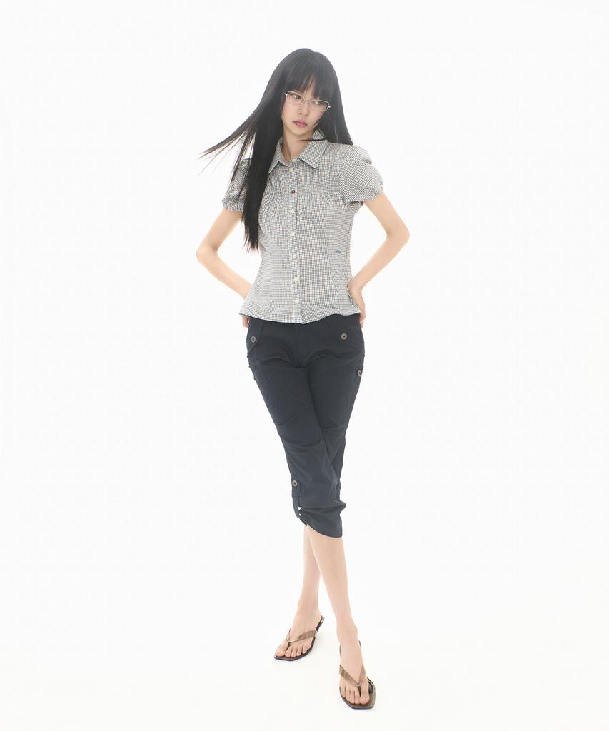 Pantalon cargo Capri enroulable Mileko Bleu marine