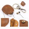 Cowhide Waterdrop IC Induction Access Card Holder - Hand-Stitched Leather Keychain Case