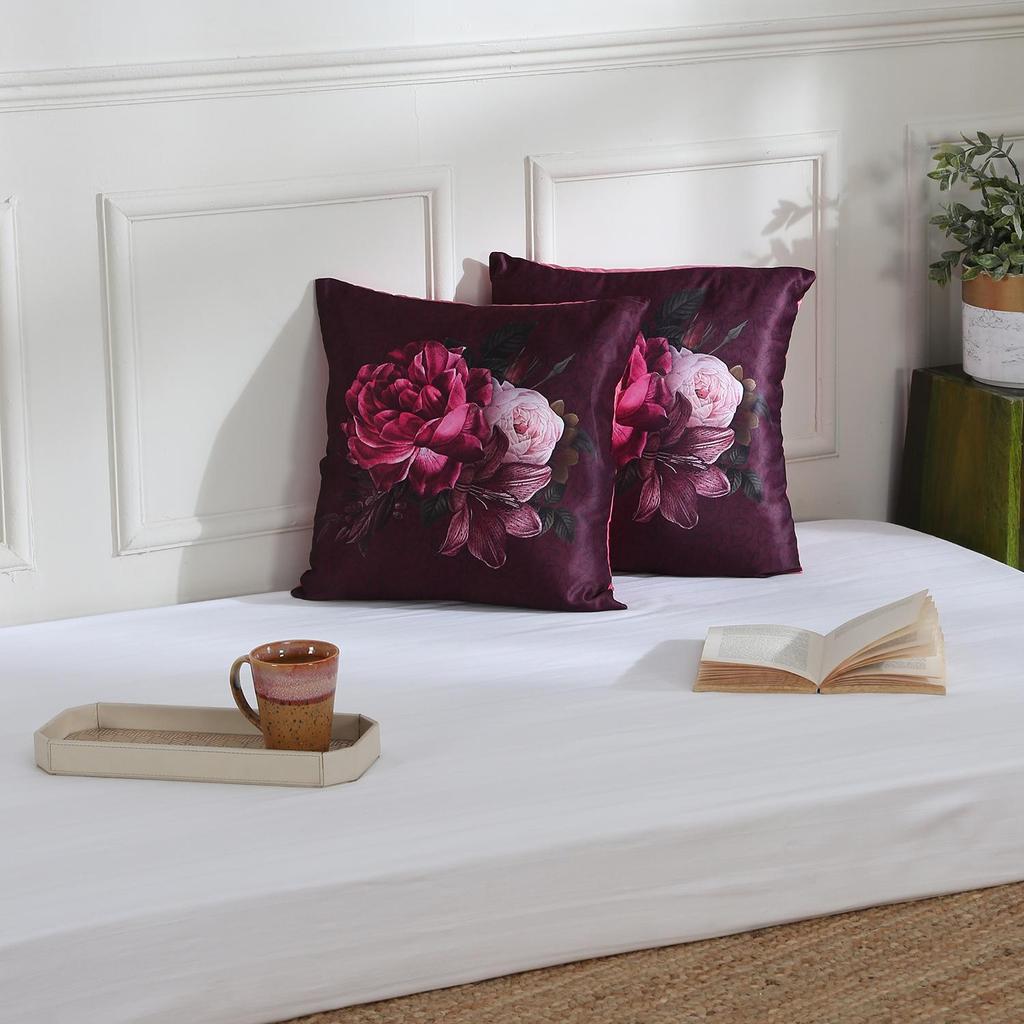 KOKO MAISON INC Polystainový povlak na polštář Rumba Rose & Fern (Balení po 2) | Zavírání klapkou | Digitální tisk