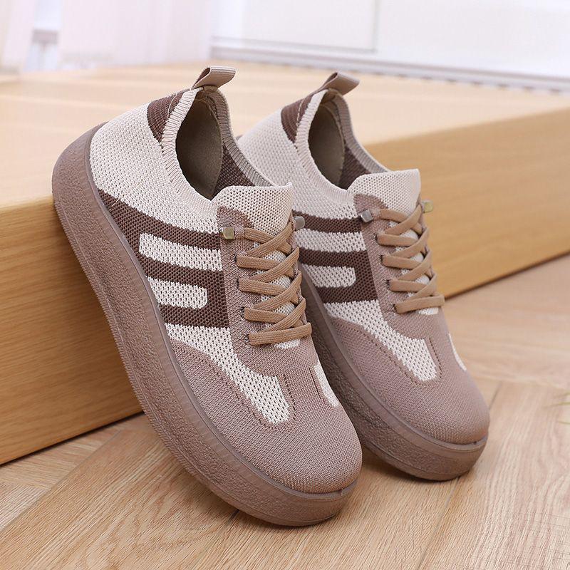 Spring Style Petite Height-Boosting Chunky Sneakers: Trendy, Versatile, Knit-Breathable Women's Trainers