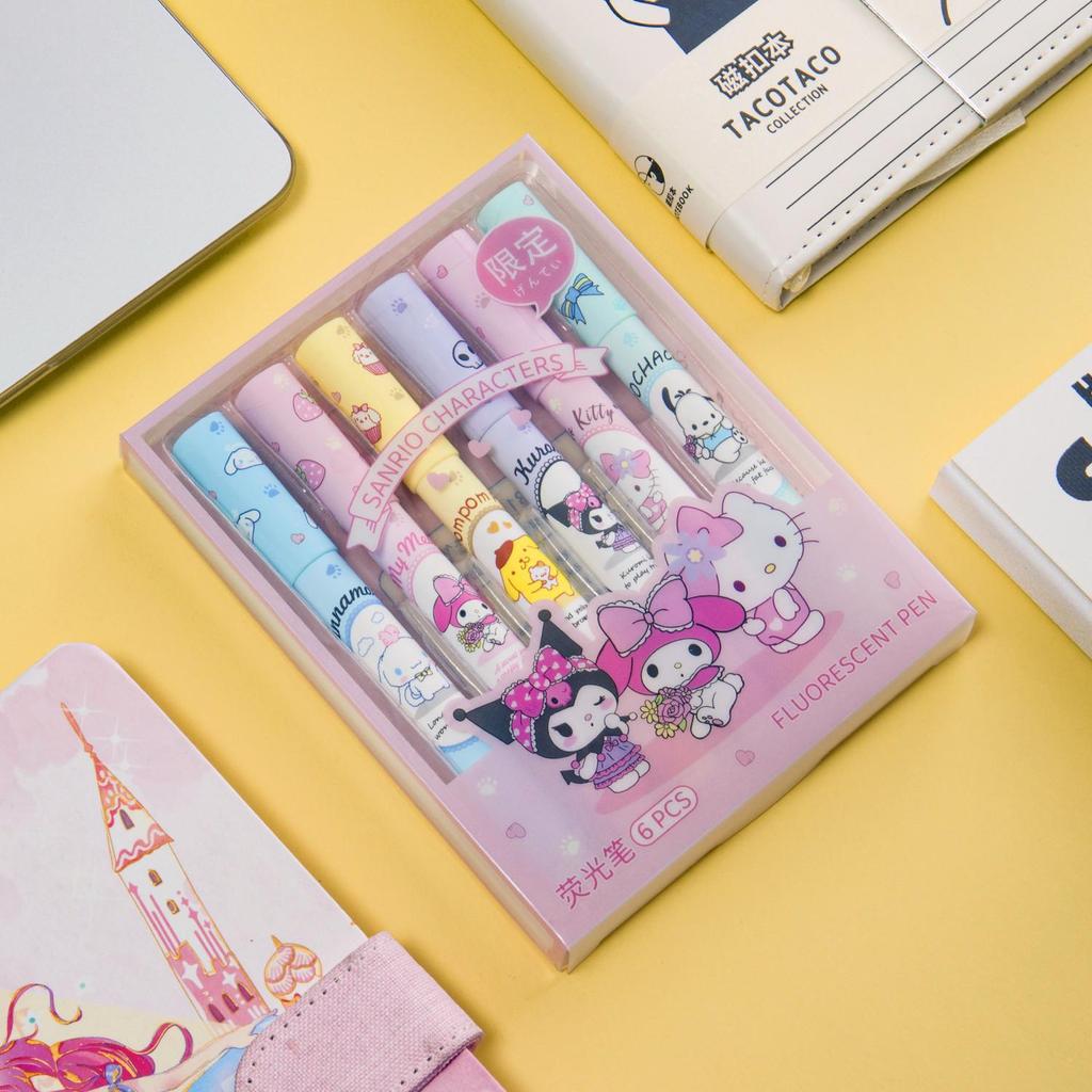Sanrio Cute Cartoon Highlighters: Eye-Friendly Journal Markers for Students