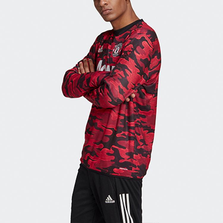Adidas Manchester United Camouflage Football Training Sweatshirt Men Tops Red FR6031