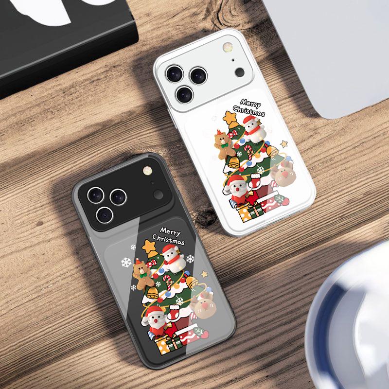 Cartoon-Weihnachtsbaum Für iPhone 17 Air 16 E 15 14 13 Plus 12 mini 11 17 Pro Max XR Xs Max 16E 7 8 Gehärtetes Glas Handyhülle