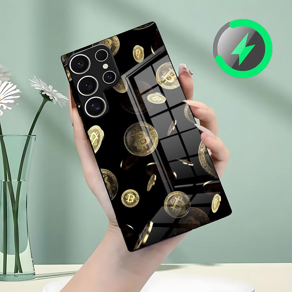 

Bitcoin Phone Case For Samsung S26 S25 S24 S23 S22 S21 S20 Edge Ultra Plus FE For Magsafe Glass Case Galaxy S21 Ultra