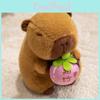 Capybara Plush Toy Cute Animal Dolls For Kids Gift With Holding A Mango Persimmon Design