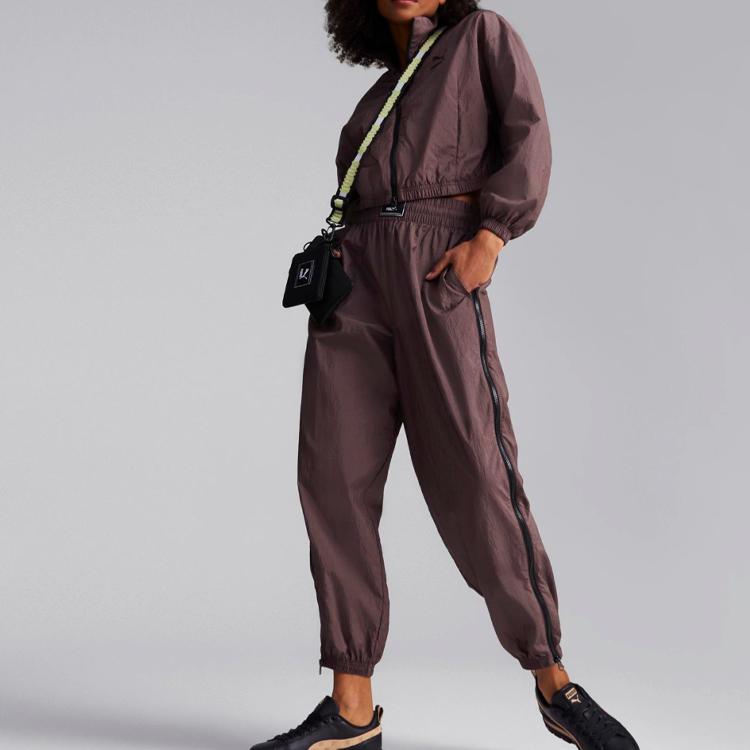 Puma Solid Color Stand Collar Short Casual Jacket Women Jacket Purple 537654-75