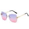 2022 Fashion Crystal Rimless Ocean Color Polygon Sun Glasses Women Vintage Trendy UV400 Sunglasses