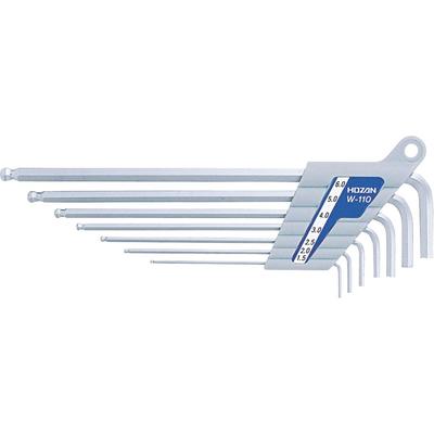 W-110 Bilyalı Uçlu Anahtar Seti, 7 Parça Set, Uzun Tip Altıgen Anahtarlar, Alyan Anahtarlar, Düz Ölçüler 1.5/2/2.5/3/4/5/6mm