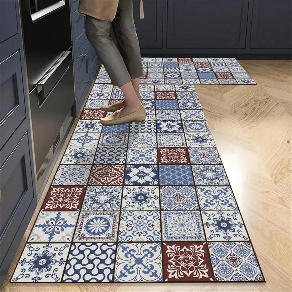 1/2pcs Kitchen Floor Mat, Anti-Slip And Easy To Maintain, Home Decoration, Entrance Porch Carpet, Living Room Floor Mat