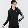 Adidas Costum sport Jachetă ocazională cu glugă Pantaloni conici din tricot Femei Îmbrăcăminte activă Negru GM5567+GM5551