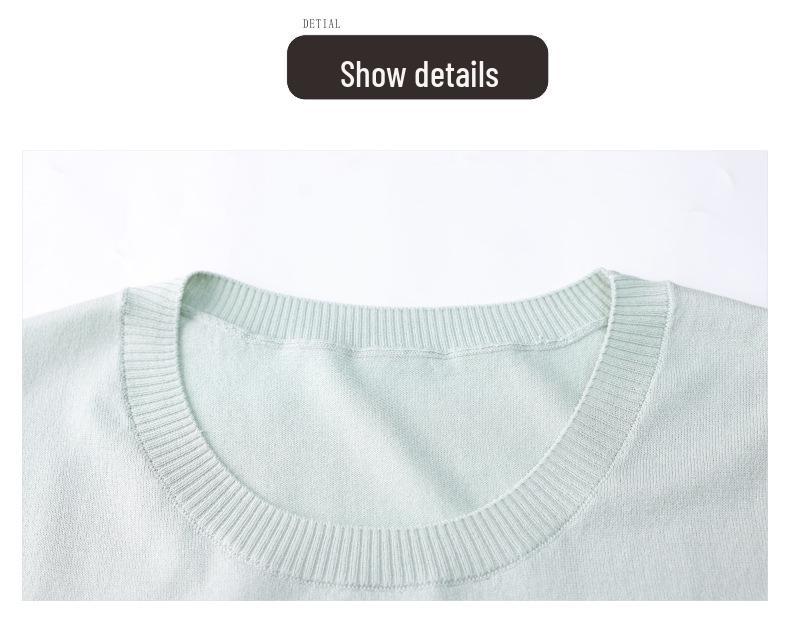 Young Mother's Stylish Ice Silk Knit Short Sleeve T-Shirt