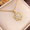 Necklace European and American hot-selling pearl snowflake does not fade titanium steel necklace accessories women's niche design sense collarbone