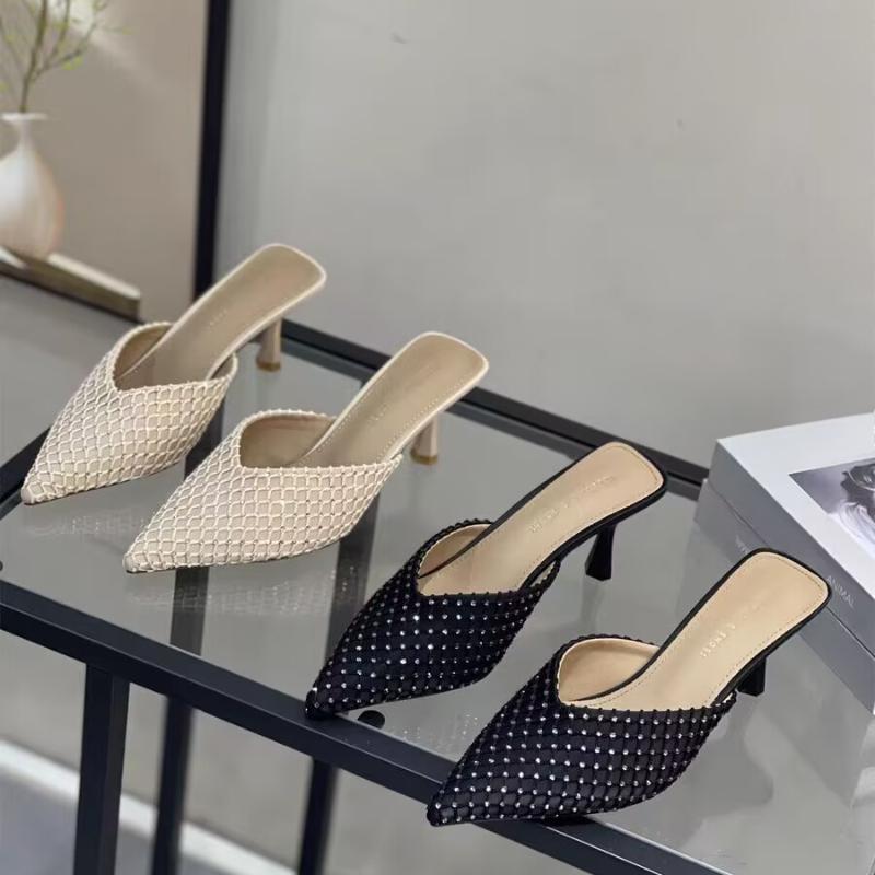 Mode Kristall Spitzschuh High Heels Damen Slipper Sexy Mules Schuhe Neue Sandalen 2025 Trend Kleid Party Sommer Slingback Damen Pumps