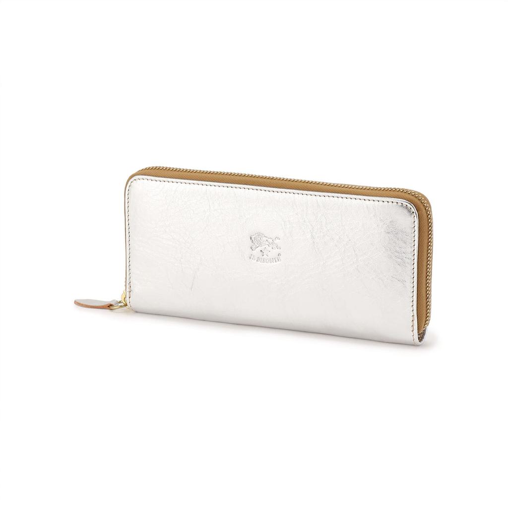 IL BISONTE Long Cowhide Wallet, Unisex, Leather, Silver, 54_1_54192306140
