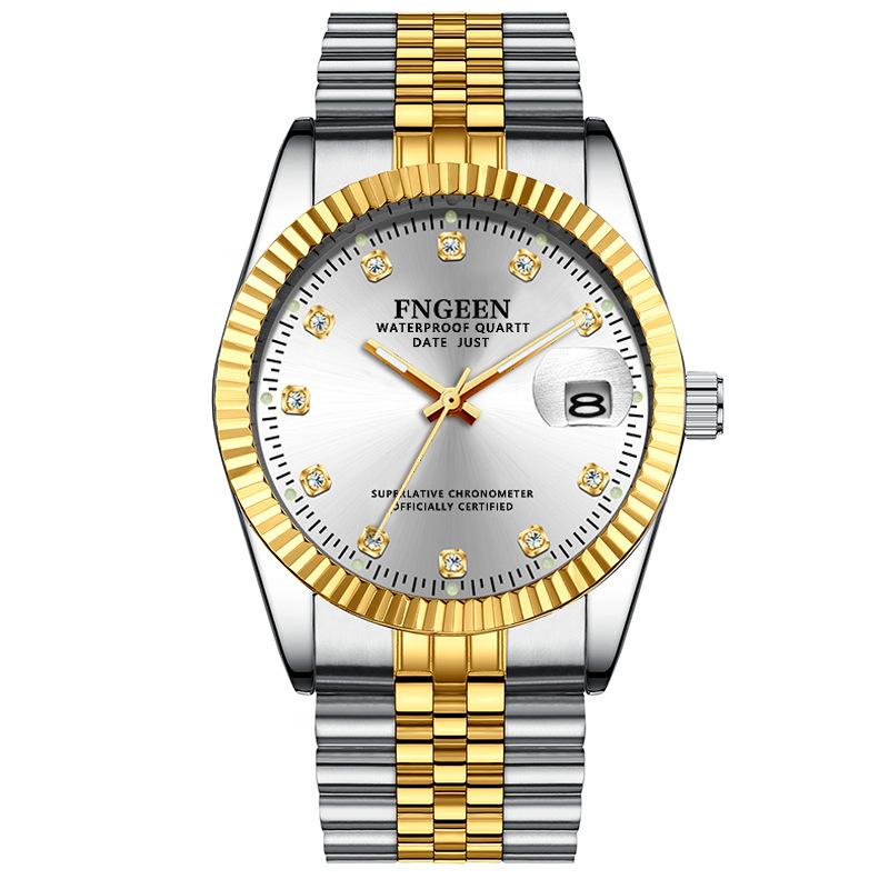 Top Brand Log New Style Watch Men's Steel Belt Waterproof Casual Classic Double Calendar Luminous Men's Watch Simple Atmospheric Men's Watch