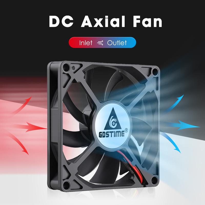 Gdstime 1 Piece DC 12V 24V 80mm x 15mm Dual Ball Bearing PC Case DC Cooling Fan 80x80x15mm 8cm 8015 Mute Radiator Cooler 2 Pin