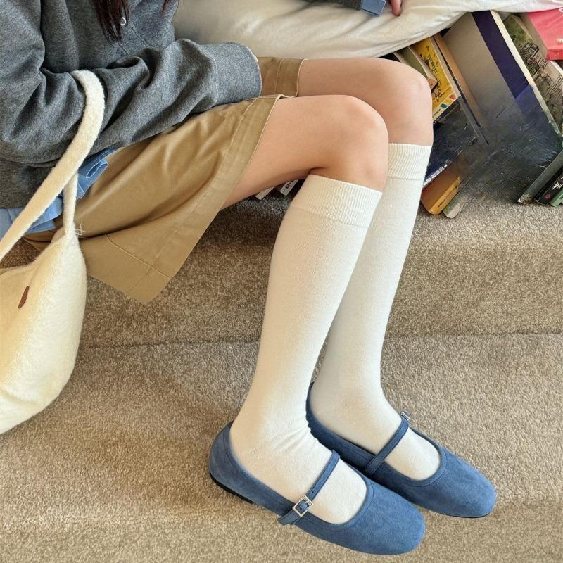 Soft and Glutinous Wool Calf Socks for Winter Warmth, Boneless Long Stockings, Solid Color Versatile Socks for Women