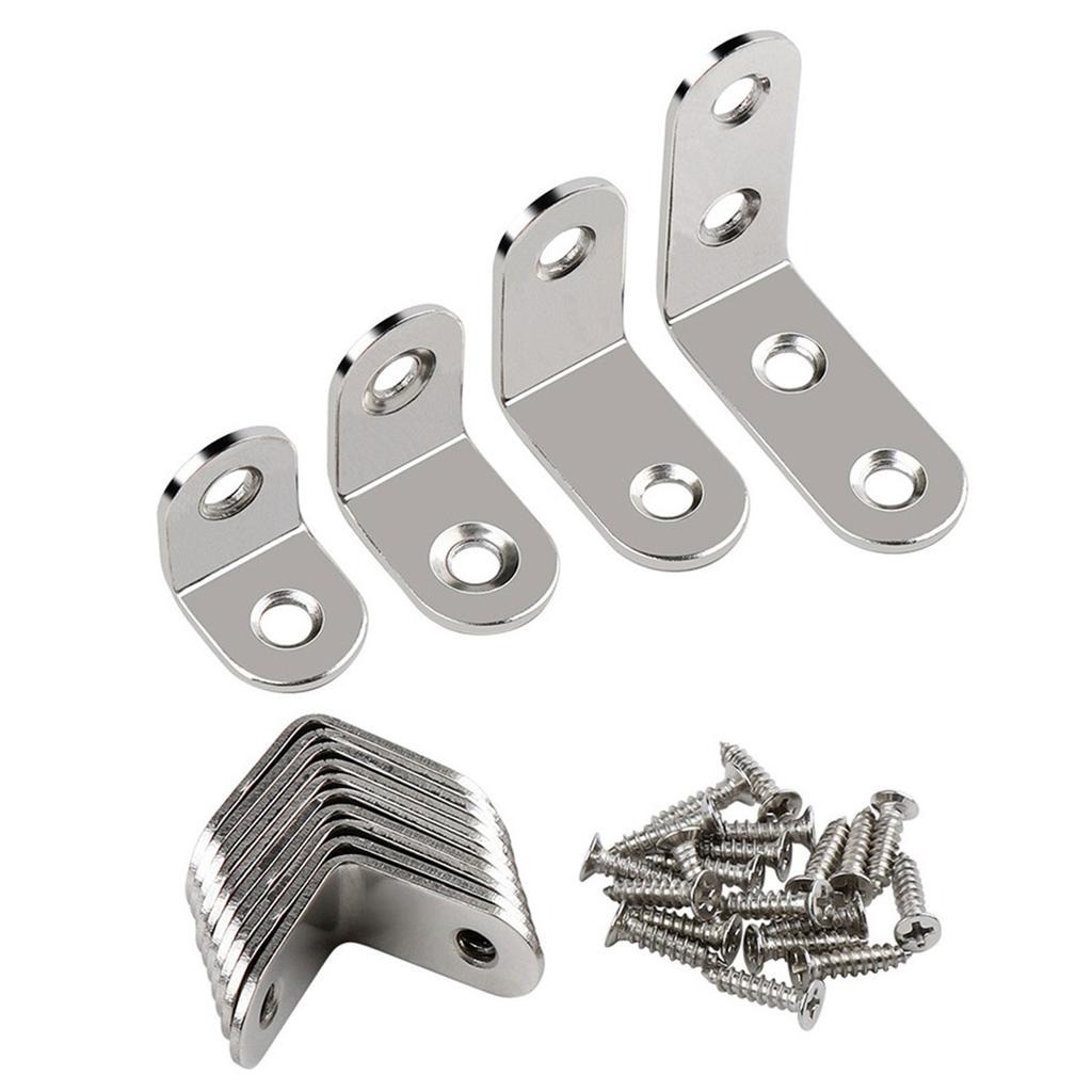 Stainless Steel Corner Brace Set L Shaped Brackets Heavy Duty Corner Brackets Simple Install for Secure Wood Joining