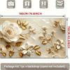 2D White Flower and Gold Leaf Themed Backdrop Photo Background Banner