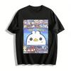 Hello Friend Cute Cartoon Chicken & Game Characters Print Unisex Loose Crewneck Casual T-Shirt Pure Cotton T-shirt
