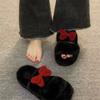 Fairy Wind Bow Hair Slippers Female Wear Superior Sense 2025 New Autumn and Winter Student Dormitory Office Cotton Flops