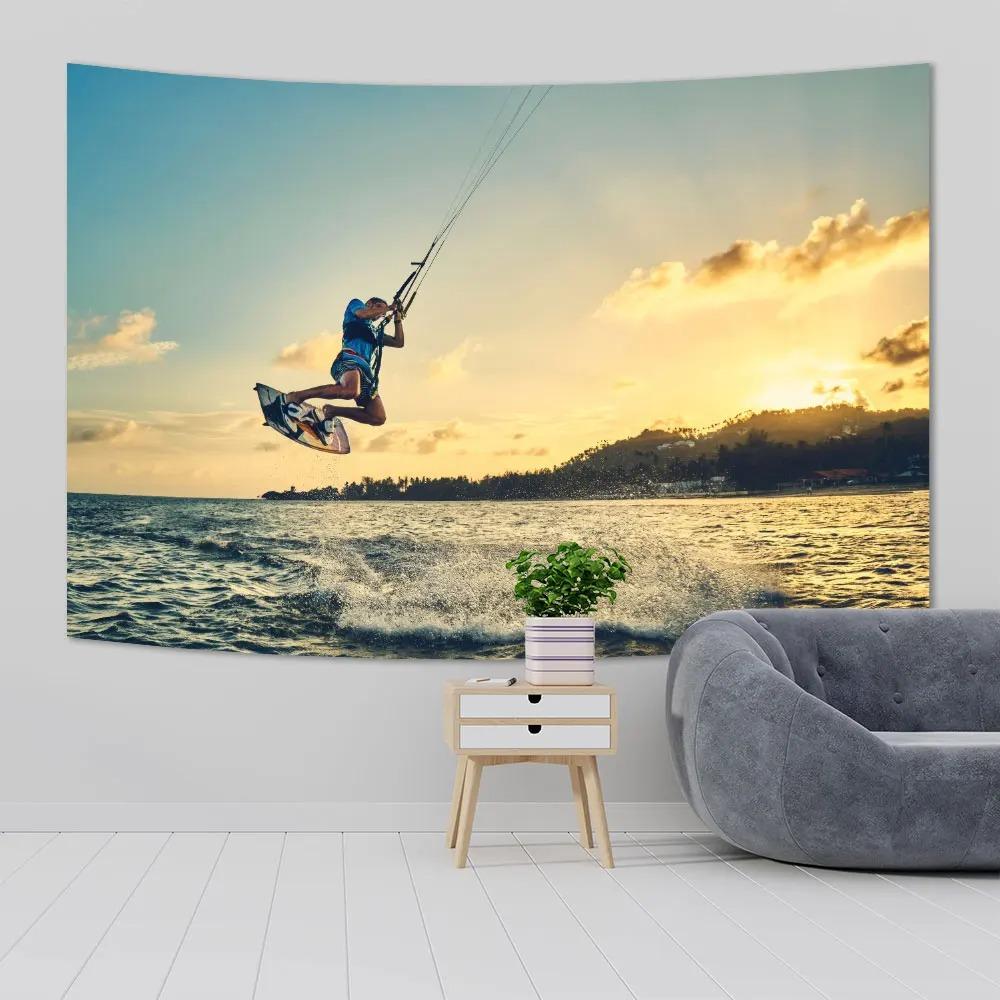 

Закат Волна Серфер Подвесной Ткань Спальня Гостиная Гобелен Домашнее Настенное Украшение Гобелен 100x75cm