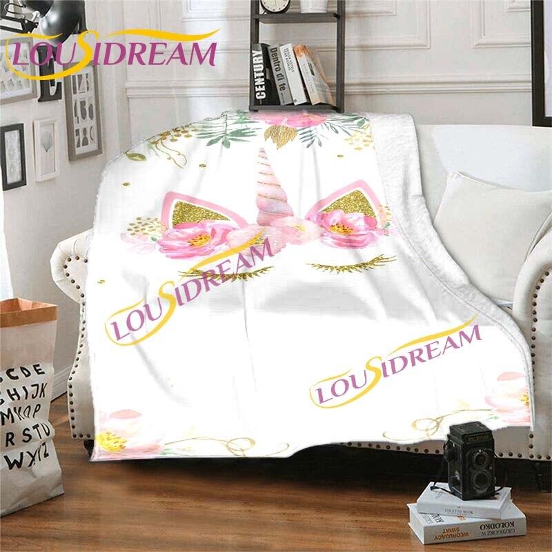 Cute Mermaid Cartoon Blankets Unicorn Blankets Starry Unicorn Flannel Blankets Throw Blankets for Couch Bed Sofa Girl Gifts Pink