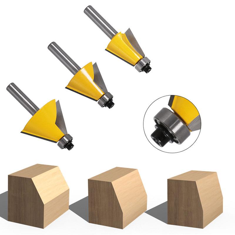 1/3pc 8MM Shank Chamfer Router Bit 15 22.5 30 Degree Milling Cutter for Wood Machine