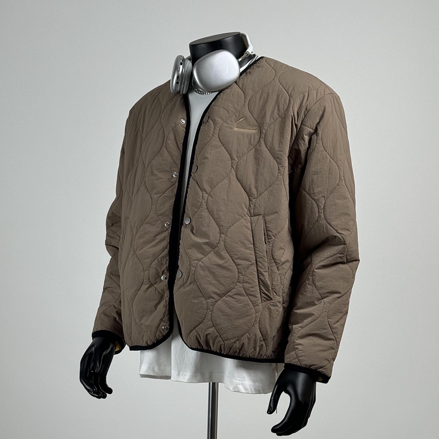 

Men s Plus Size Quilted Stand Collar Jacket - Warm, Thick, Cotton for Autumn/Winter XL