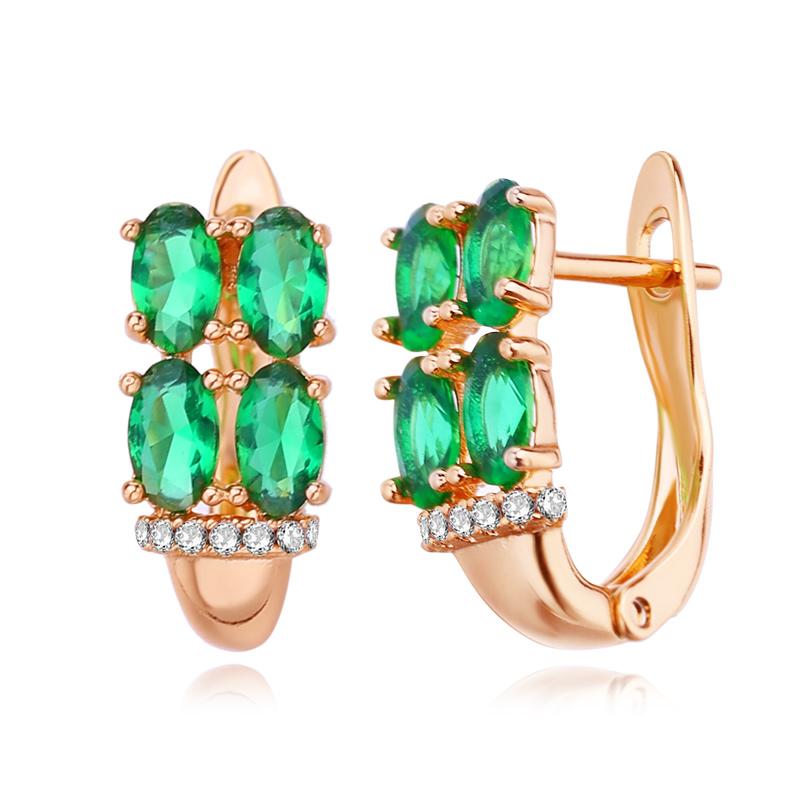 

Серьги-клипсы MINTHA, модные серьги цвета розового золота, свадебные повседневные модные украшения, серьги с зеленым фианитом для женщин, свадебные серьги A